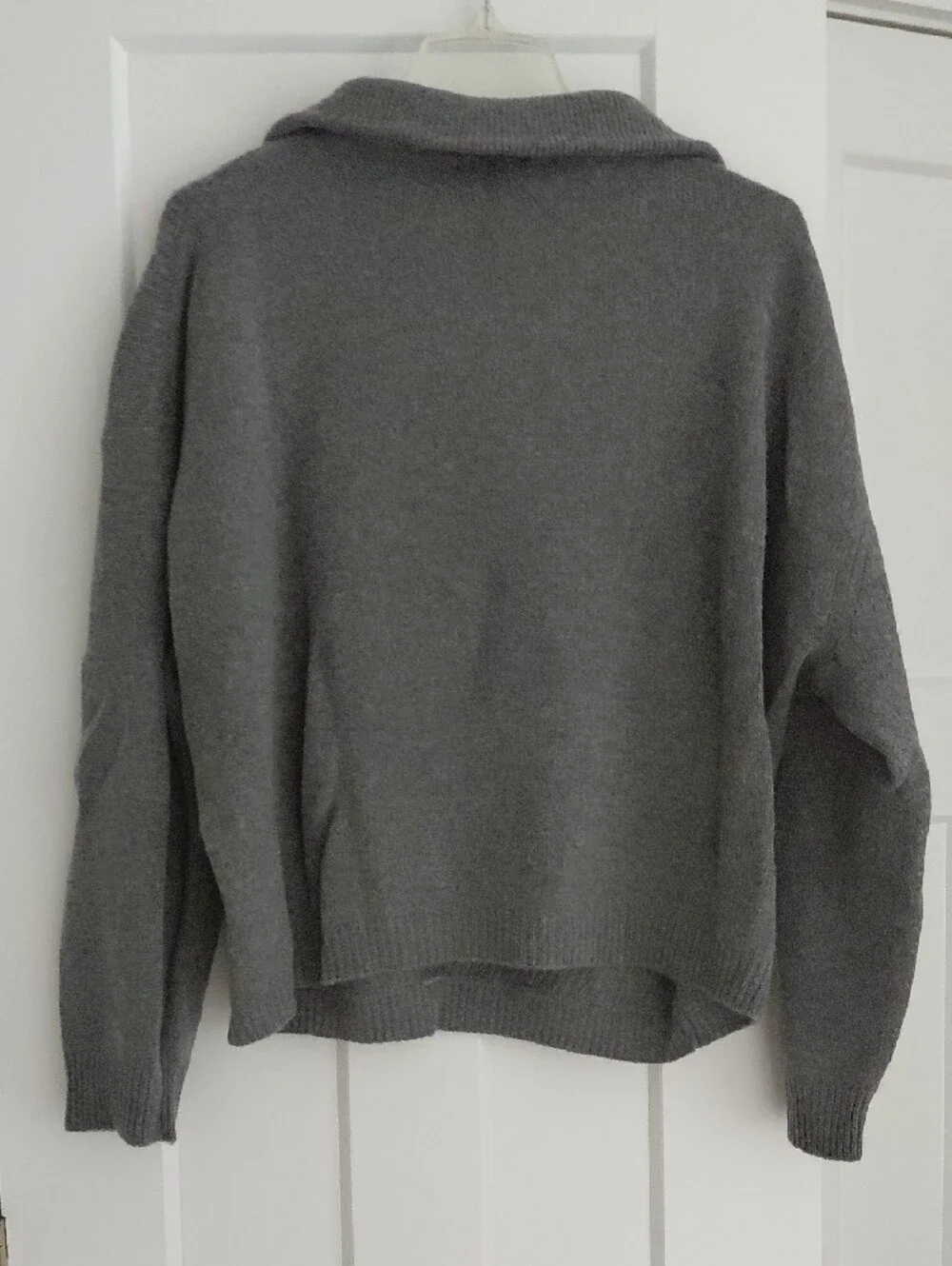 Grey Quarter-Zip Ribbed Sweater